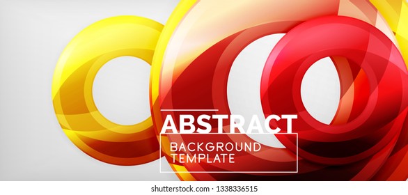 Modern geometric circles abstract background, colorful round shapes with shadow effects, vector illustration