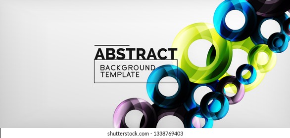 Modern geometric circles abstract background, colorful round shapes with shadow effects, vector illustration