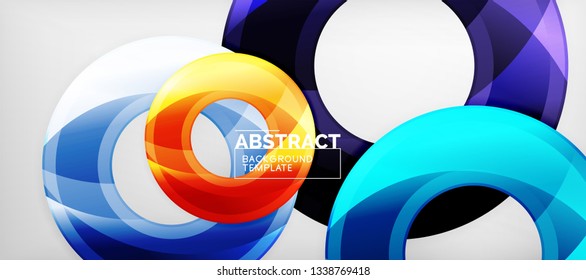 Modern geometric circles abstract background, colorful round shapes with shadow effects, vector illustration