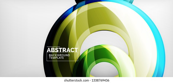 Modern geometric circles abstract background, colorful round shapes with shadow effects, vector illustration