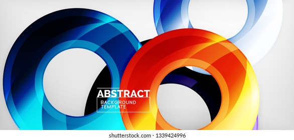 Modern geometric circles abstract background, colorful round shapes with shadow effects, vector illustration