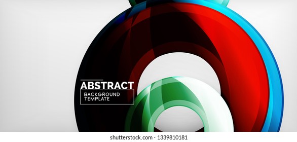Modern geometric circles abstract background, colorful round shapes with shadow effects, vector illustration