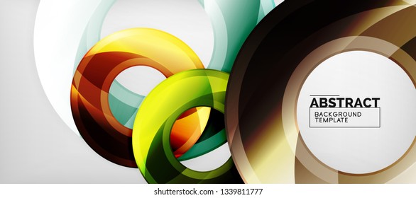 Modern geometric circles abstract background, colorful round shapes with shadow effects, vector illustration