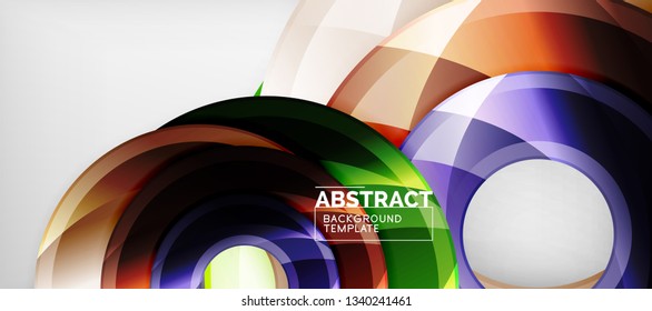Modern geometric circles abstract background, colorful round shapes with shadow effects, vector illustration
