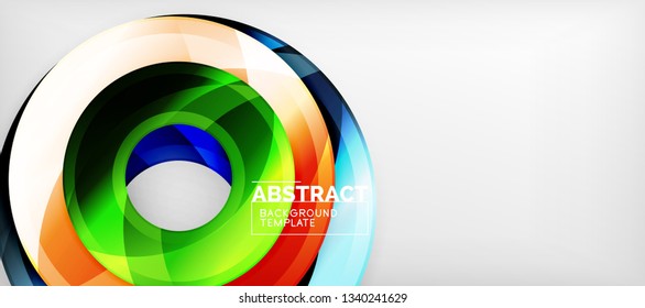 Modern geometric circles abstract background, colorful round shapes with shadow effects, vector illustration