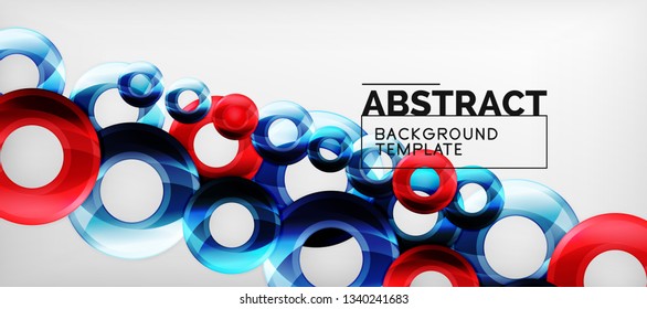 Modern geometric circles abstract background, colorful round shapes with shadow effects, vector illustration