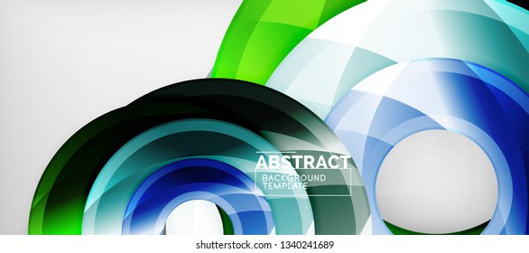 Modern geometric circles abstract background, colorful round shapes with shadow effects, vector illustration