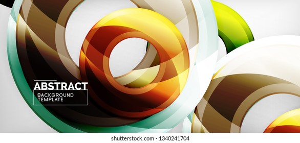 Modern geometric circles abstract background, colorful round shapes with shadow effects, vector illustration