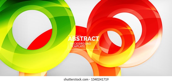 Modern geometric circles abstract background, colorful round shapes with shadow effects, vector illustration