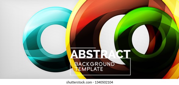 Modern geometric circles abstract background, colorful round shapes with shadow effects, vector illustration