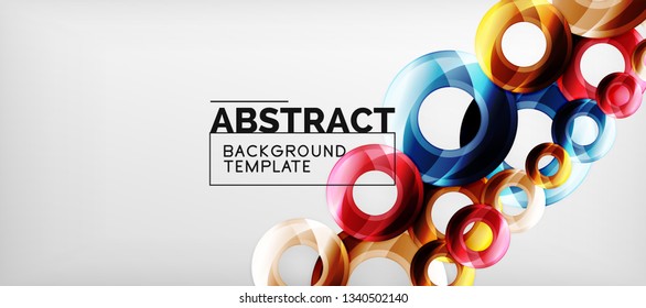 Modern geometric circles abstract background, colorful round shapes with shadow effects, vector illustration