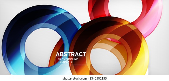 Moderne geometrische Kreise, abstrakter Hintergrund, bunte runde Formen mit Schatteneffekten, Vektorgrafik