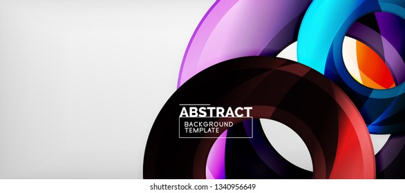 Modern geometric circles abstract background, colorful round shapes with shadow effects, vector illustration
