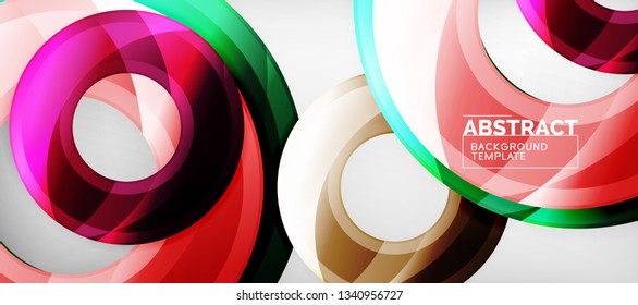 Modern geometric circles abstract background, colorful round shapes with shadow effects, vector illustration