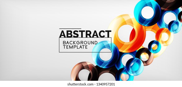 Modern geometric circles abstract background, colorful round shapes with shadow effects, vector illustration