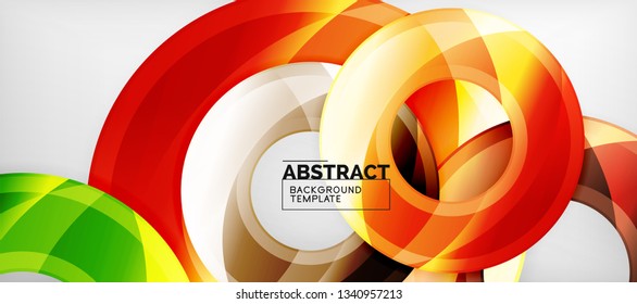 Modern geometric circles abstract background, colorful round shapes with shadow effects, vector illustration