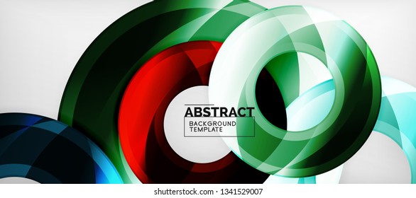 Modern geometric circles abstract background, colorful round shapes with shadow effects, vector illustration