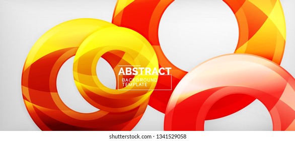Modern geometric circles abstract background, colorful round shapes with shadow effects, vector illustration