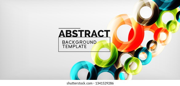Modern geometric circles abstract background, colorful round shapes with shadow effects, vector illustration