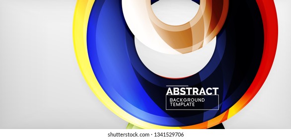 Modern geometric circles abstract background, colorful round shapes with shadow effects, vector illustration