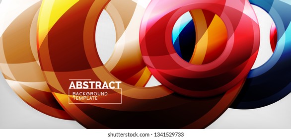 Modern geometric circles abstract background, colorful round shapes with shadow effects, vector illustration
