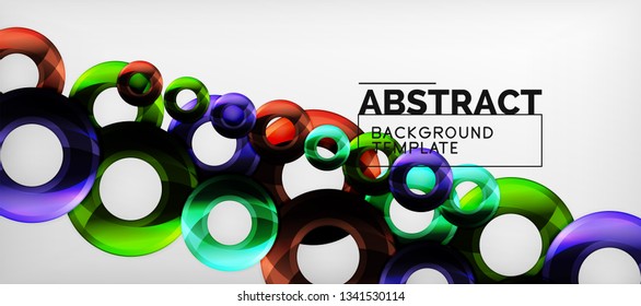 Modern geometric circles abstract background, colorful round shapes with shadow effects, vector illustration