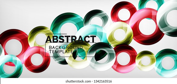 Modern geometric circles abstract background, colorful round shapes with shadow effects, vector illustration