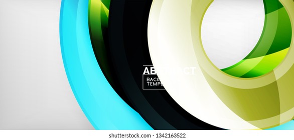 Modern geometric circles abstract background, colorful round shapes with shadow effects, vector illustration