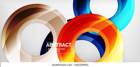 Modern geometric circles abstract background, colorful round shapes with shadow effects, vector illustration
