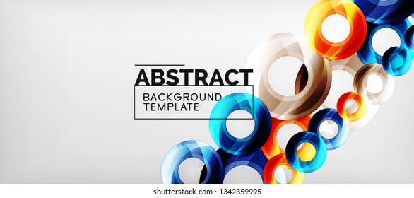 Modern geometric circles abstract background, colorful round shapes with shadow effects, vector illustration