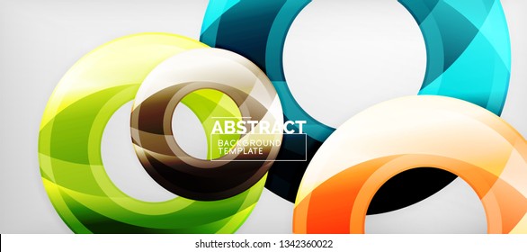 Modern geometric circles abstract background, colorful round shapes with shadow effects, vector illustration