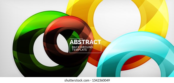Moderne geometrische Kreise, abstrakter Hintergrund, bunte runde Formen mit Schatteneffekten, Vektorgrafik