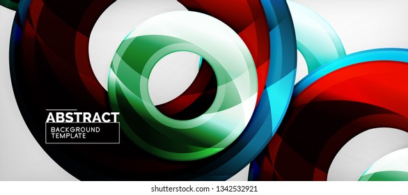 Modern geometric circles abstract background, colorful round shapes with shadow effects, vector illustration