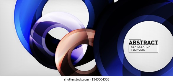 Modern geometric circles abstract background, colorful round shapes with shadow effects, vector illustration