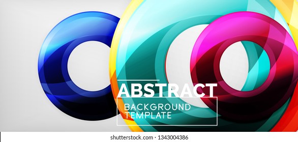 Modern geometric circles abstract background, colorful round shapes with shadow effects, vector illustration