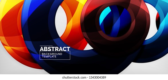 Modern geometric circles abstract background, colorful round shapes with shadow effects, vector illustration