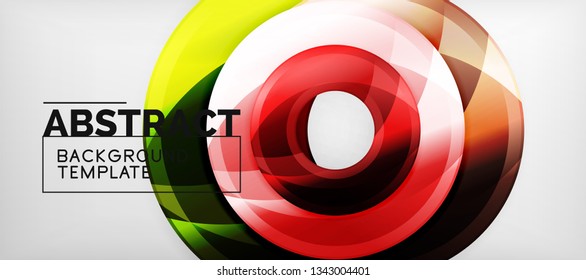 Modern geometric circles abstract background, colorful round shapes with shadow effects, vector illustration
