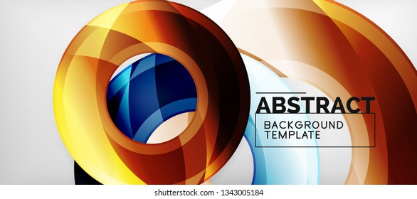 Modern geometric circles abstract background, colorful round shapes with shadow effects, vector illustration