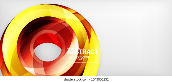 Circulos geométricos modernos fondo abstracto, formas redondeadas coloridas con efectos de sombra, ilustración vectorial