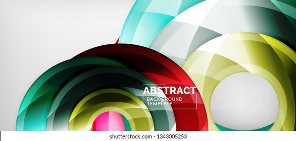 Moderne geometrische Kreise, abstrakter Hintergrund, bunte runde Formen mit Schatteneffekten, Vektorgrafik