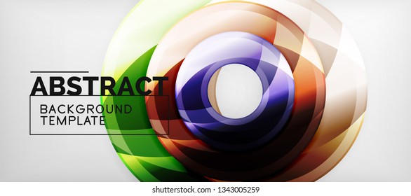 Modern geometric circles abstract background, colorful round shapes with shadow effects, vector illustration