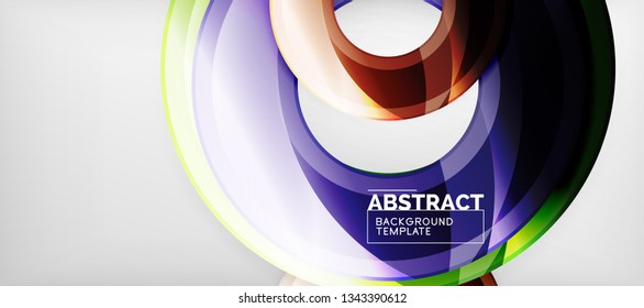 Modern geometric circles abstract background, colorful round shapes with shadow effects, vector illustration