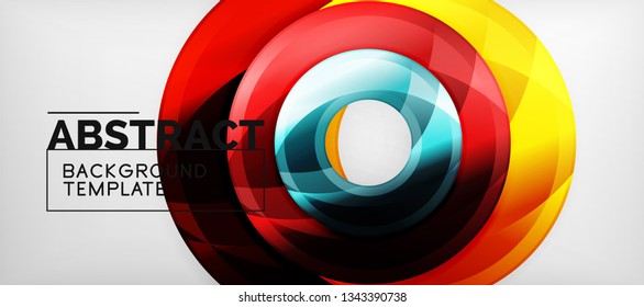 Modern geometric circles abstract background, colorful round shapes with shadow effects, vector illustration