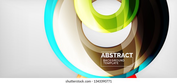 Modern geometric circles abstract background, colorful round shapes with shadow effects, vector illustration