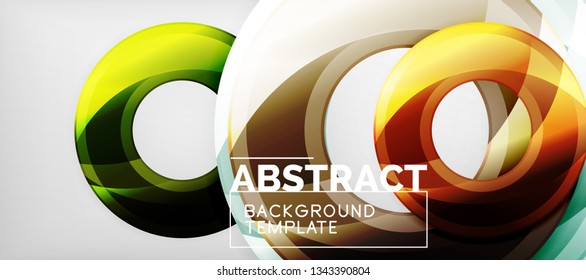 Modern geometric circles abstract background, colorful round shapes with shadow effects, vector illustration