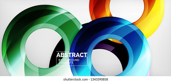 Modern geometric circles abstract background, colorful round shapes with shadow effects, vector illustration