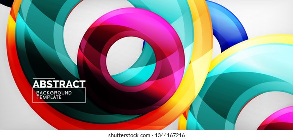 Modern geometric circles abstract background, colorful round shapes with shadow effects, vector illustration