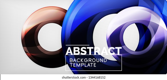 Circulos geométricos modernos fondo abstracto, formas redondeadas coloridas con efectos de sombra, ilustración vectorial