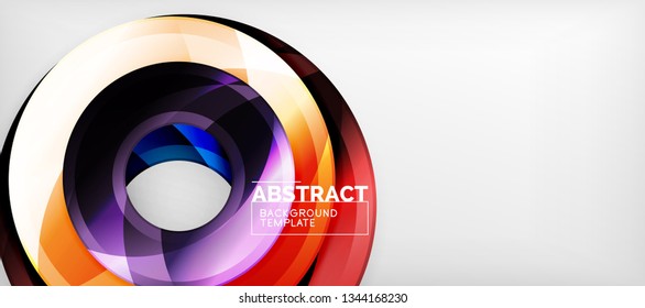 Modern geometric circles abstract background, colorful round shapes with shadow effects, vector illustration