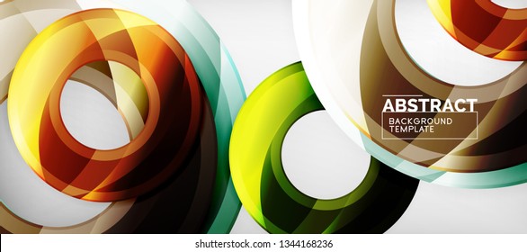Modern geometric circles abstract background, colorful round shapes with shadow effects, vector illustration